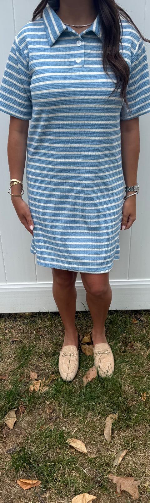Short Sleeve Striped Mini Dress